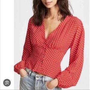 Free People Love Street Polka Dot Blouse